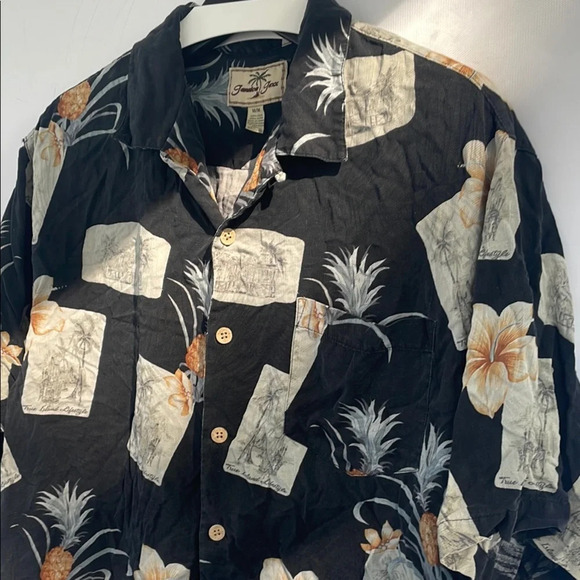 Jamaica Jaxx Casual Black and Cream Tropical Button Down Shirt Medium - Picture 7 of 15